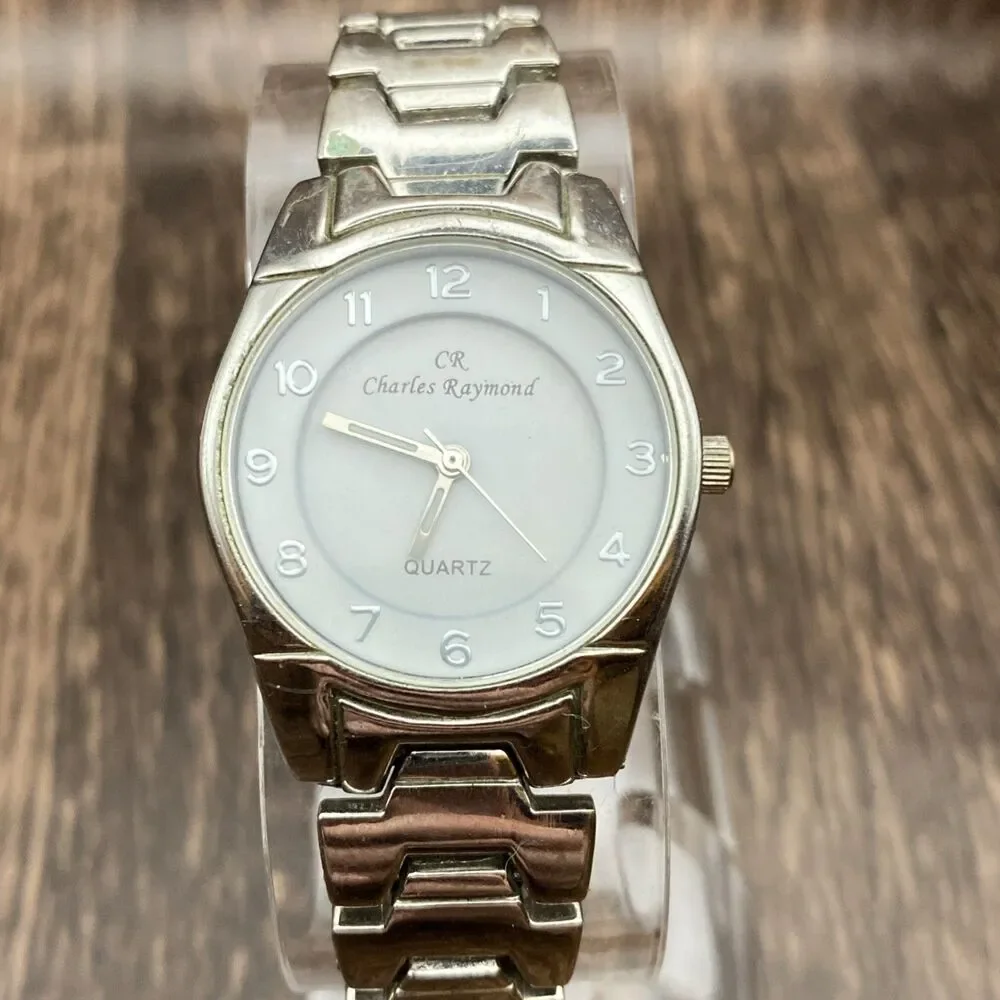 Womens Charles Raymond Silver Tone Quartz Watch New Battery V099BL